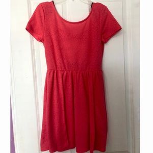 Pink Floral Forever 21 Skater Dress with Bow